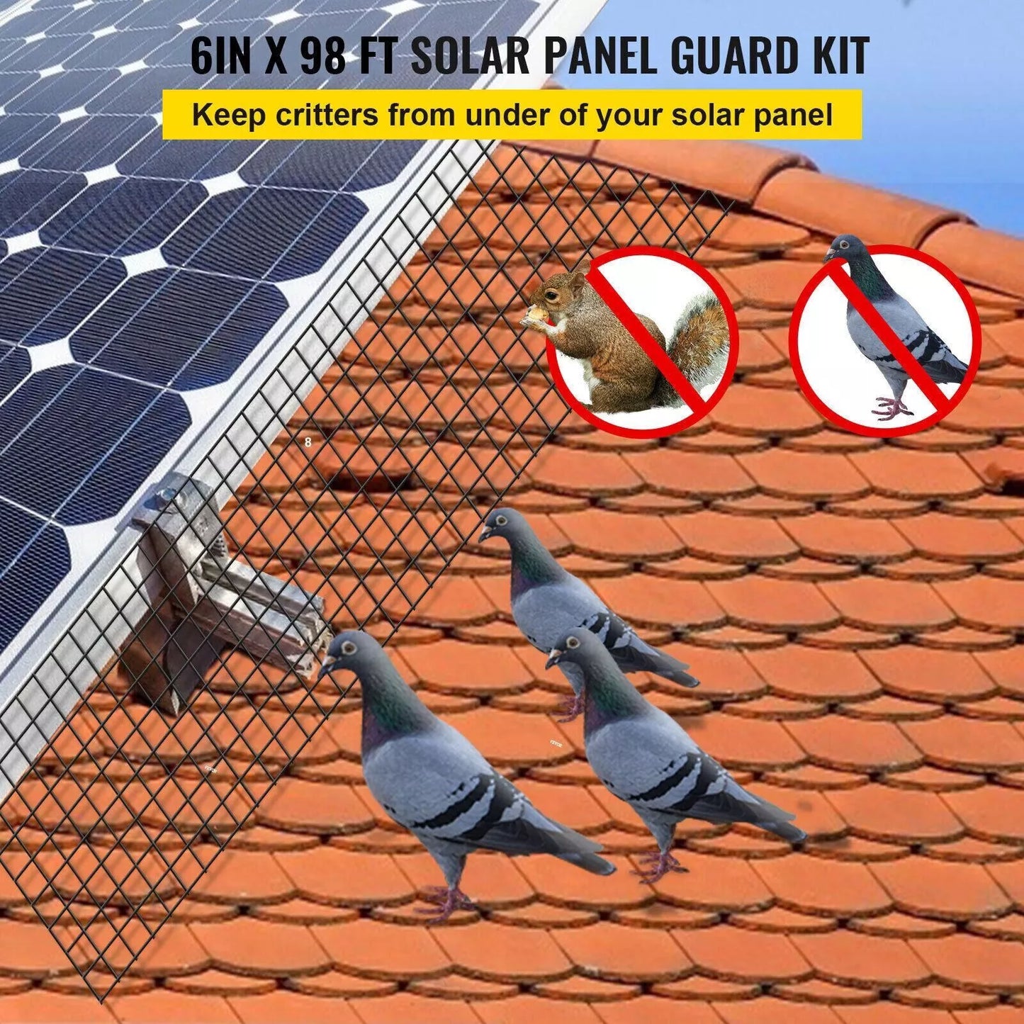 30m Solar Panel Bird Proofing KIT Stainless Steel Mesh /120 Aluminium Fasteners