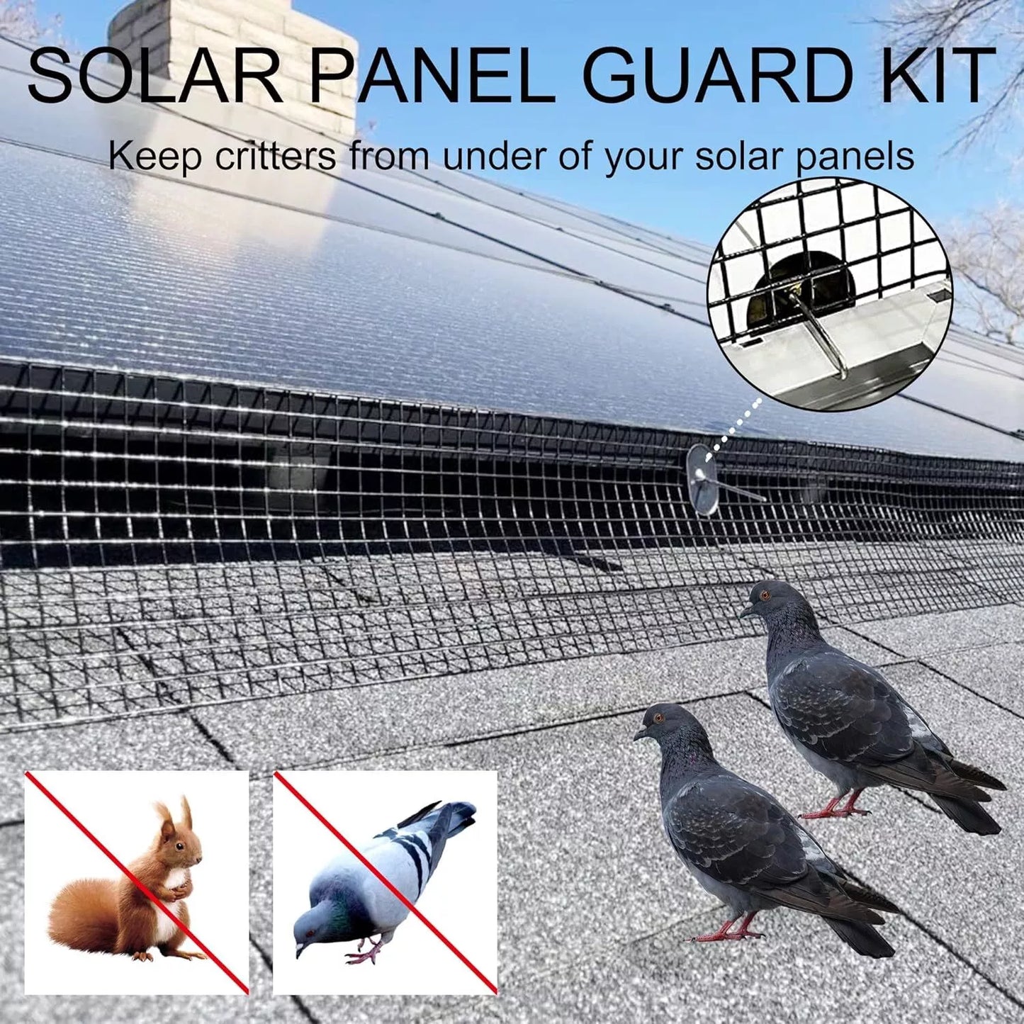 30m Solar Panel Bird Proofing KIT Stainless Steel Mesh /120 Aluminium Fasteners