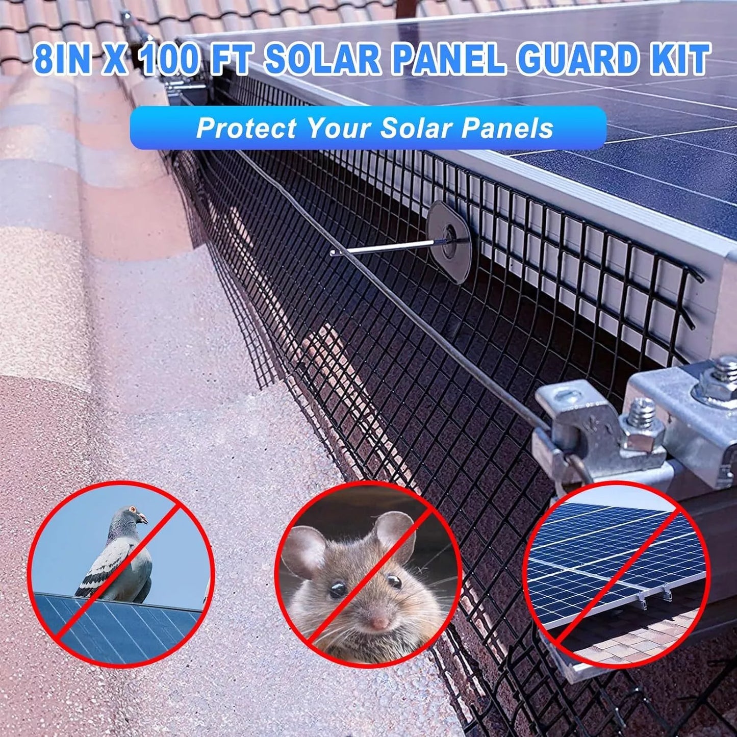 30m Solar Panel Bird Proofing KIT Stainless Steel Mesh /120 Aluminium Fasteners